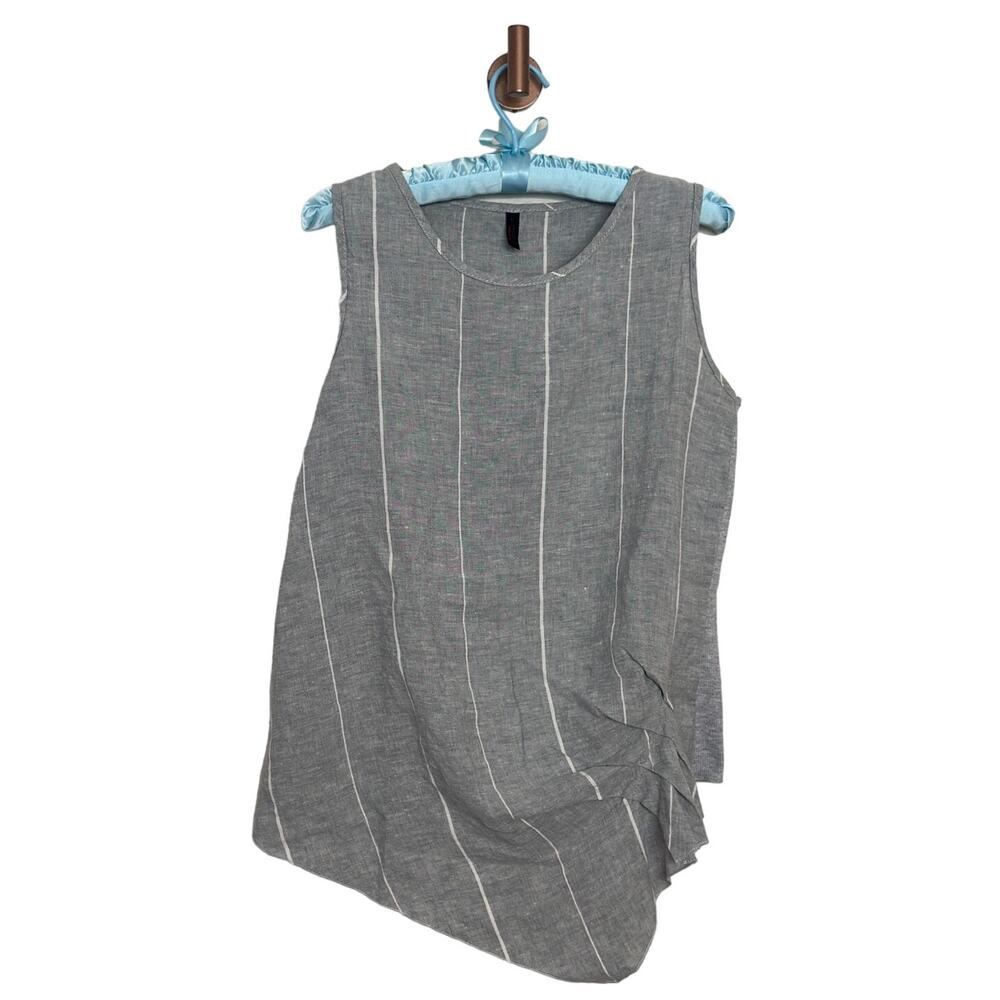 Gray Sleeveless Striped Blouse